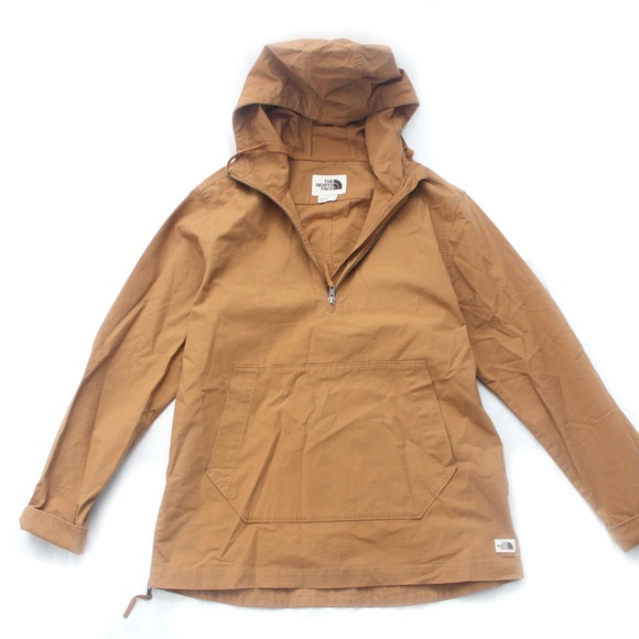 The North Face Pull Over Hooded Ripstop Unlined Brown Anorak Rain Jacket Sz. M - Picture 1 of 3